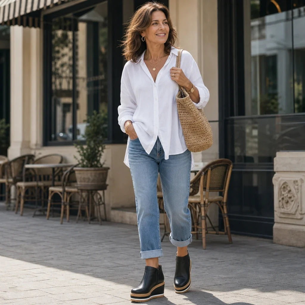 Colombe – Smooth Side-Zip Wedge Ankle Boots