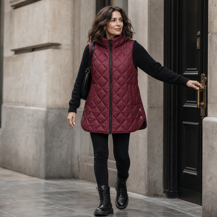 Quilta – Long Quilted Hooded Sleeveless Vest