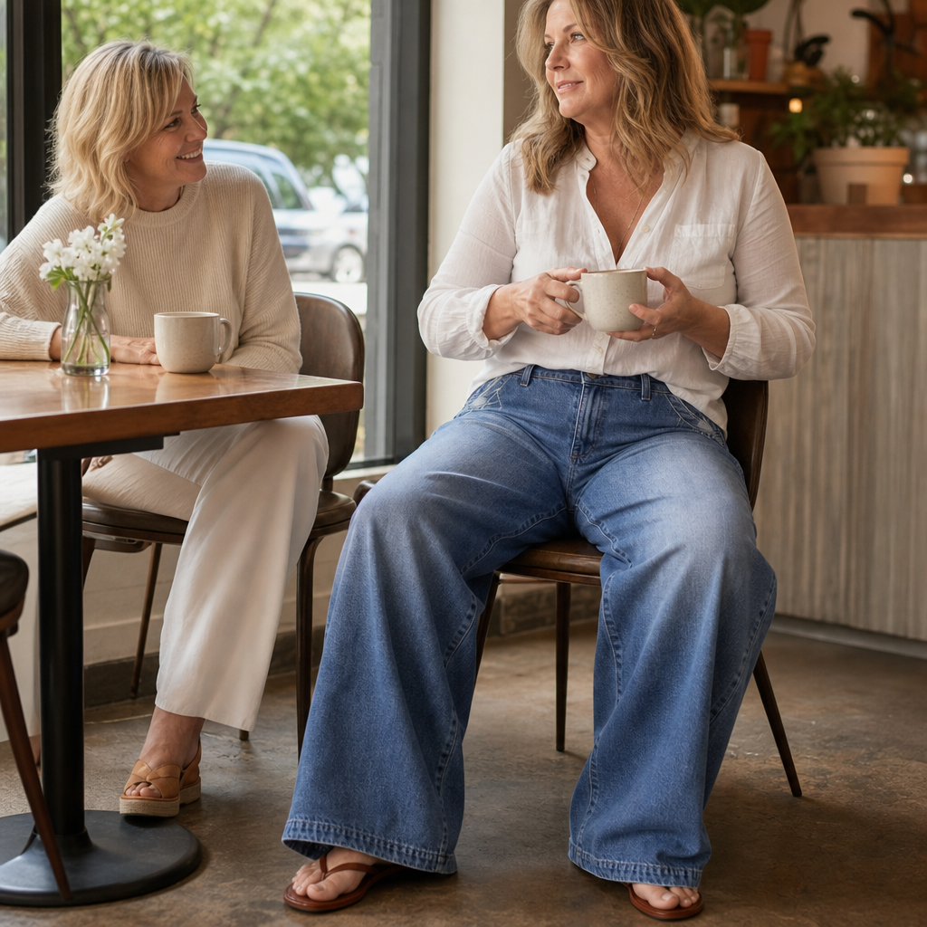 Wearbella – High Waisted Wide Leg Vintage Wash Jeans