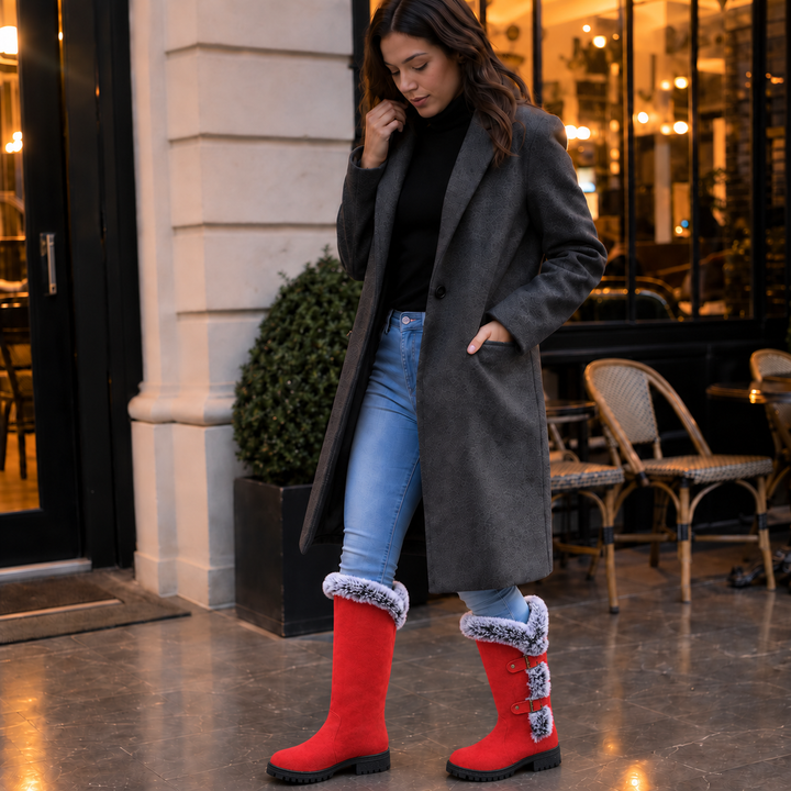 Frostella – Fur-Trimmed Suede Knee-High Winter Boots