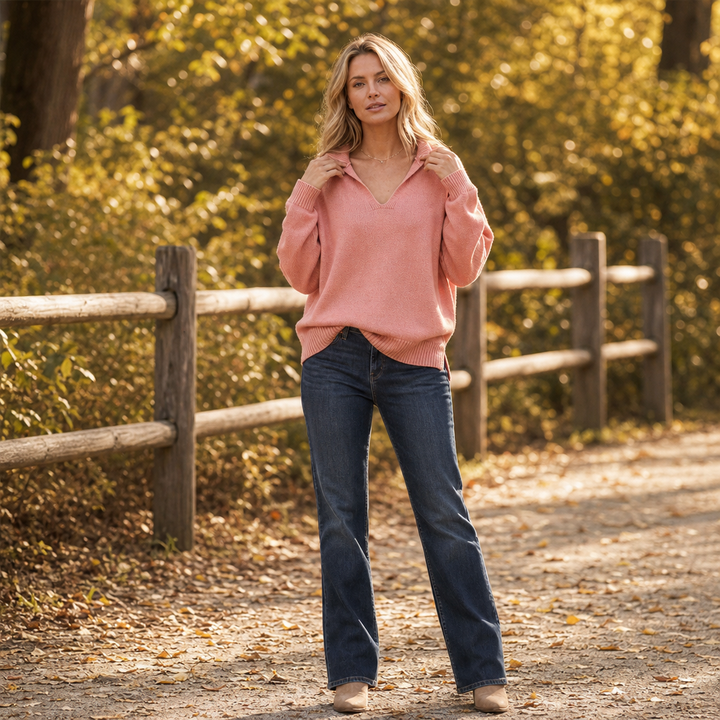 Lapella – Lapel Collar V-Neck Sweater