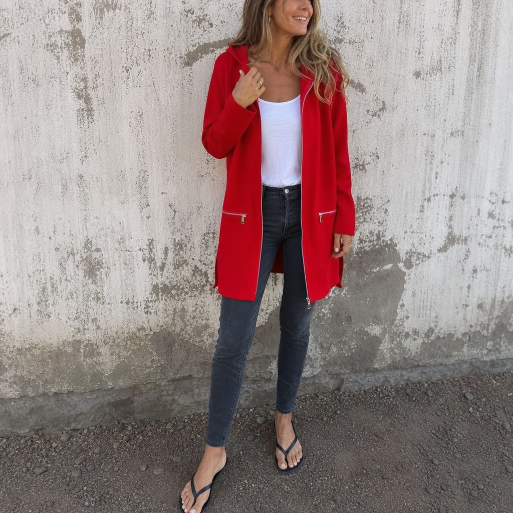 Wearbella – Longline Open-Front Hooded Cardigan