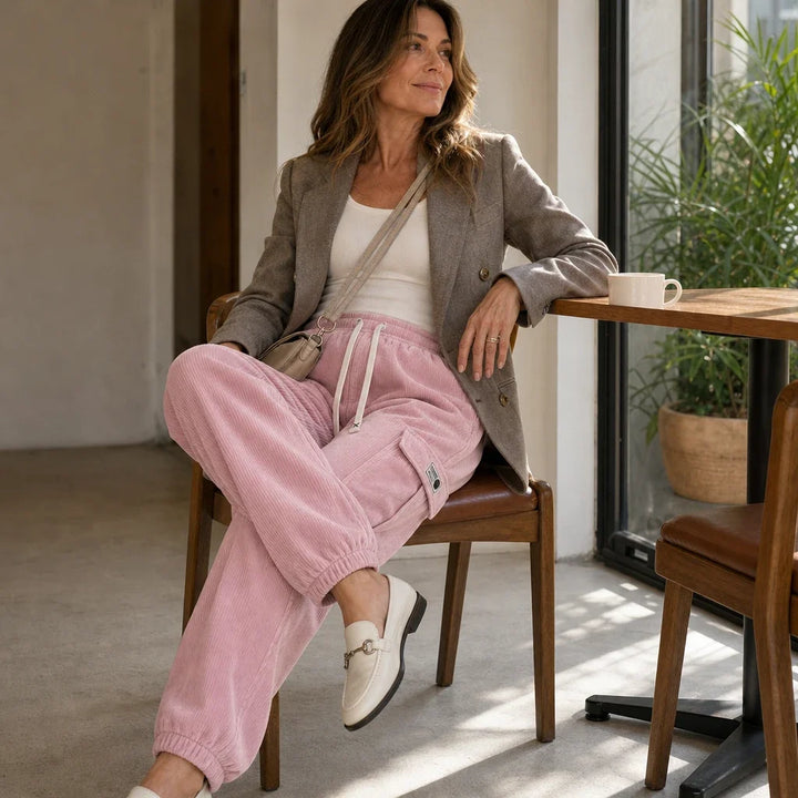 Cordelle – Ribbed Corduroy Cargo Jogger Pants
