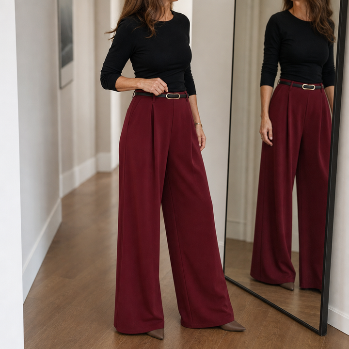 Lunetta – High-Waisted Pleated Wide-Leg Trousers