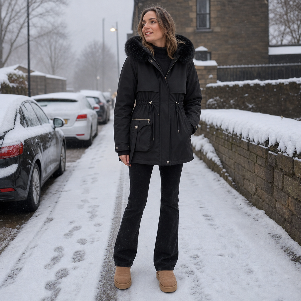 Duvella – Faux Fur Hood Double-Layered Puffer Coat