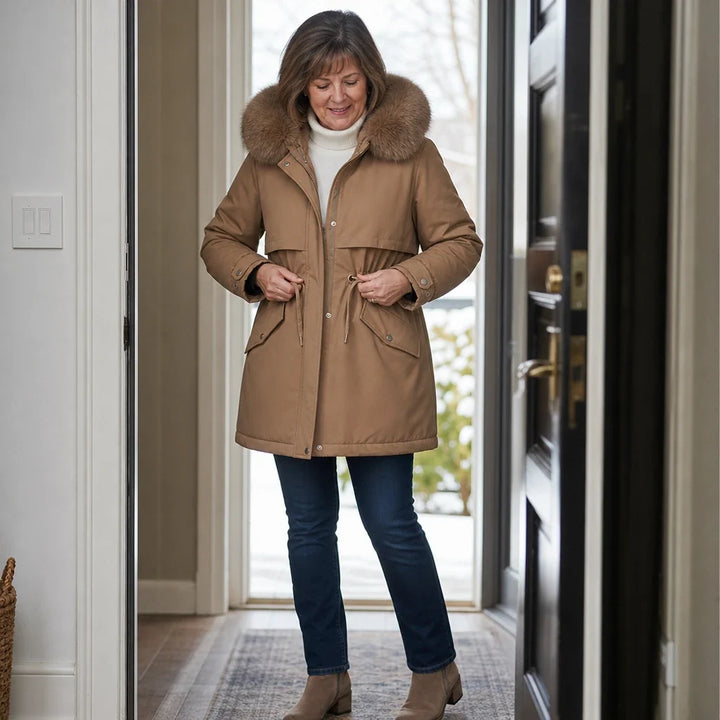 Velora – Plush-Lined Mid-Length Parka