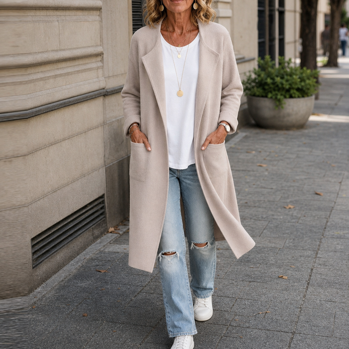Wrapelle – Open-Front Longline Knit Cardigan Coat