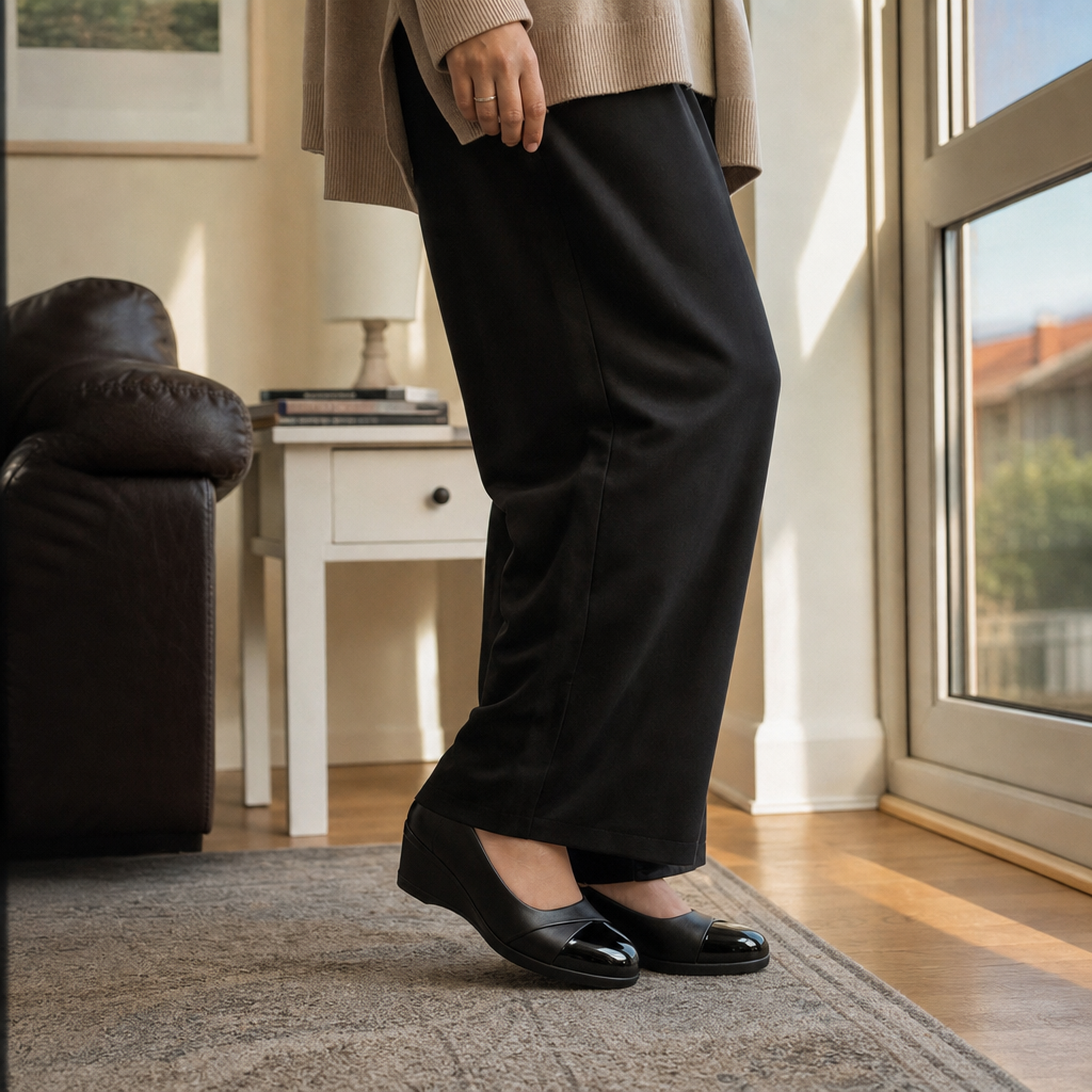 Walkwell – Wide Round Toe Comfort Wedge Pumps