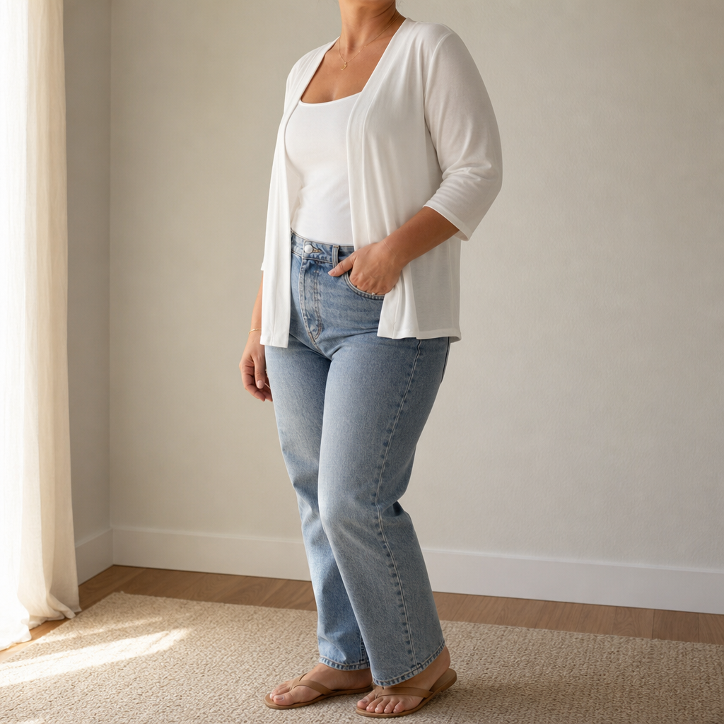 Wearbella – Semi-Sheer Open-Front Knit Cardigan