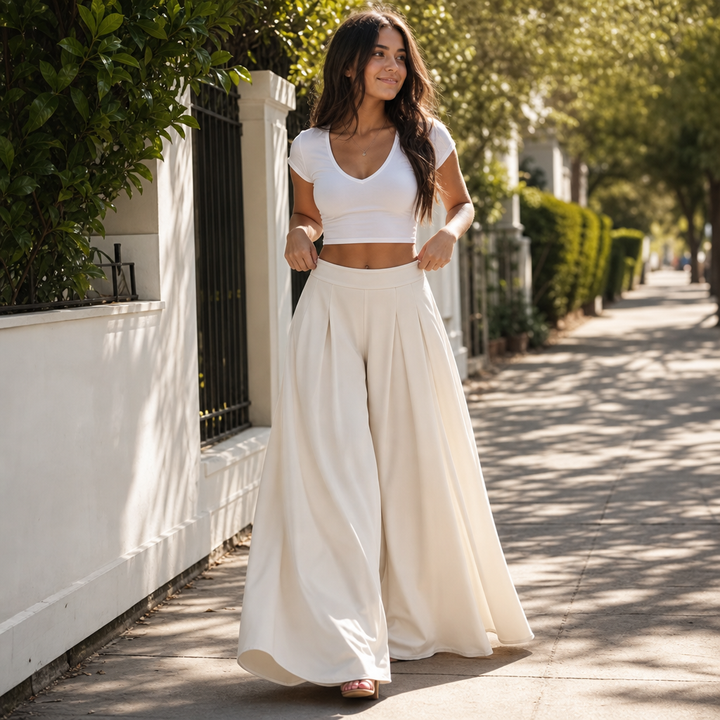 Pleat & Poise – High-Rise Pleated Wide-Leg Trousers