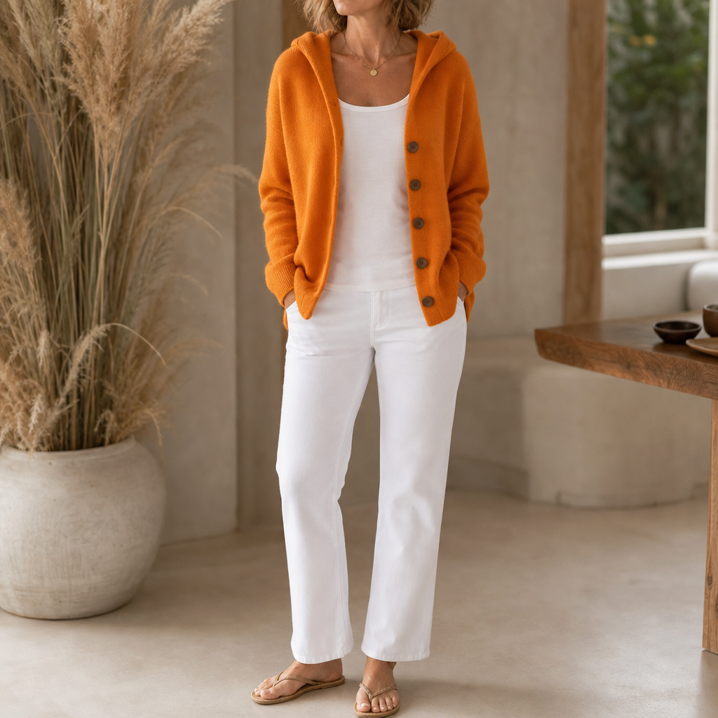 Teri – Button-Front Hooded Cardigan