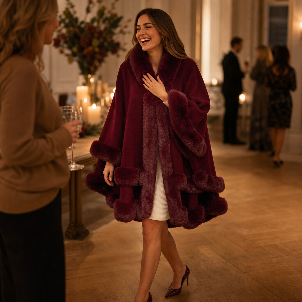 Wearbella – Trimmed Hooded Knit Cape Coat