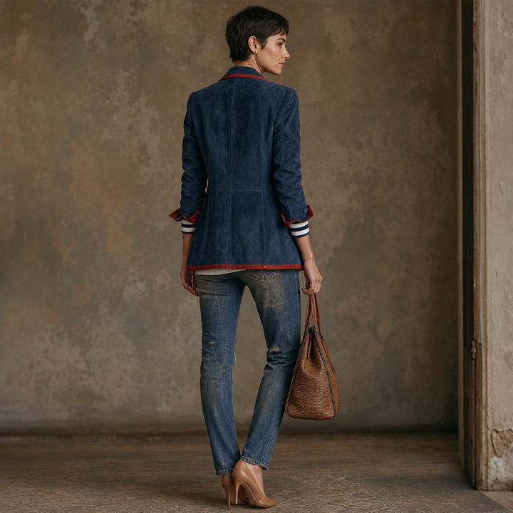 Velvara – Contrast Trim Velvet Blazer