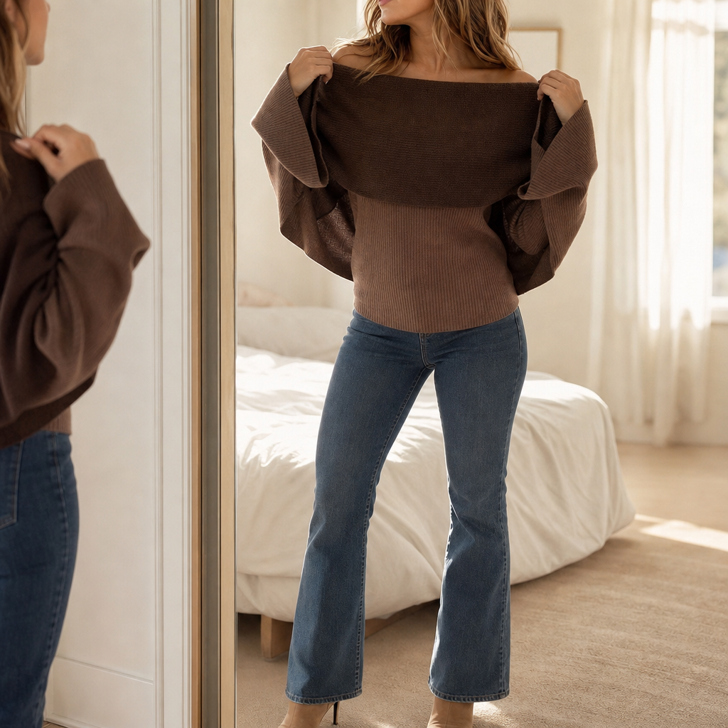 Versavia – Ribbed Convertible Knit Capelet Top