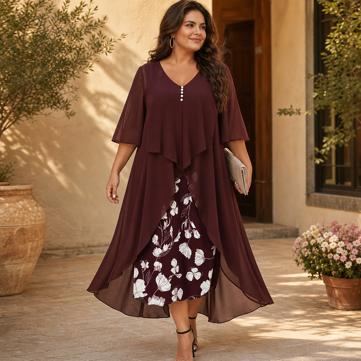 Wearbella – Fake Two-Piece Asymmetrical Hem Chiffon Dress
