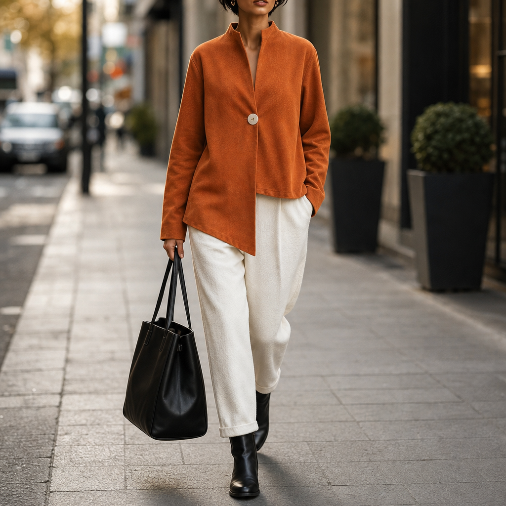 Overa – Burnt Orange Asymmetrical Statement Jacket
