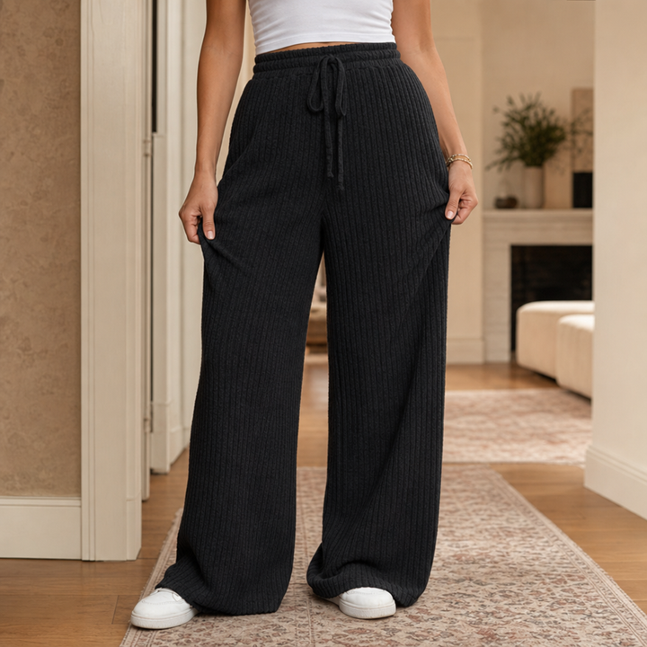 Ribwell – Brushed Ribbed Knit Wide-Leg Pants
