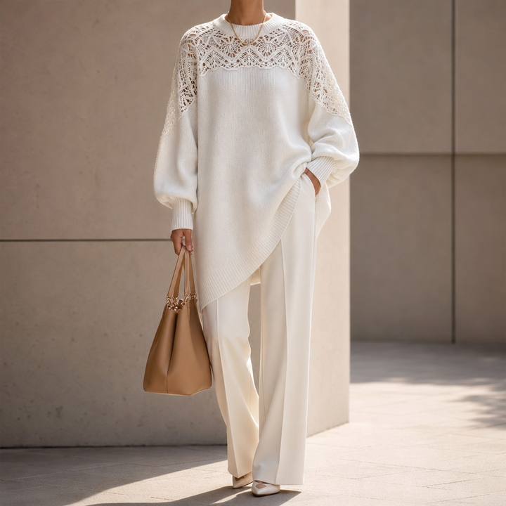 Lanternelle – Openwork Shoulder Oversized Sweater