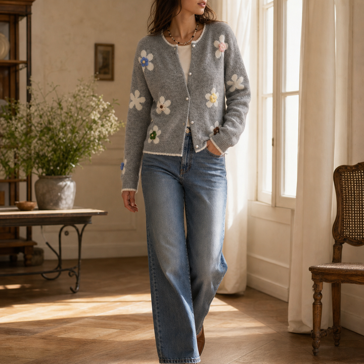 Florabelle – 3D Floral Appliqué Knit Cardigan