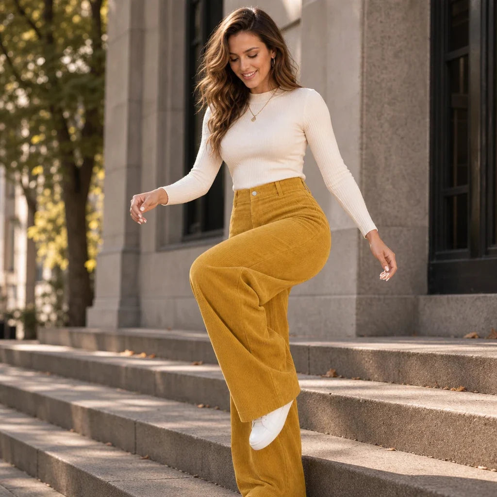 Cordelia – High-Waisted Wide-Leg Corduroy Trousers