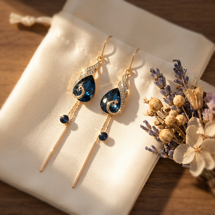 Lunavia™ - Sapphire Drop Earrings for Effortless Elegance