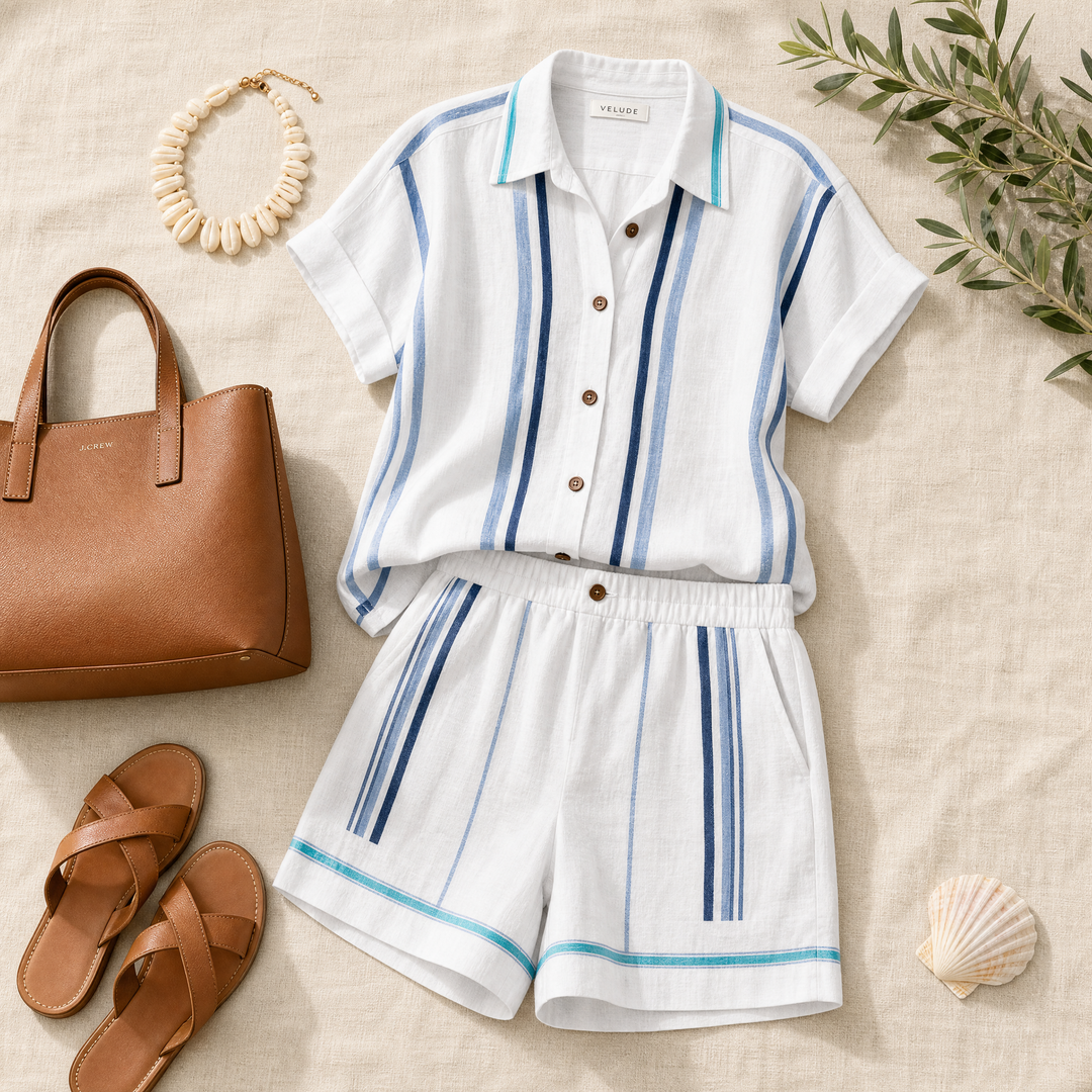 Tara - Coastal Shirt and Shorts Set