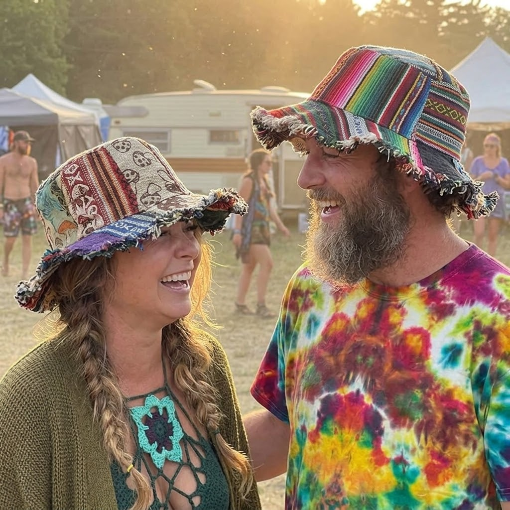 Wandari™ – Patchwork Mushroom Bucket Hat with Hidden Pocket
