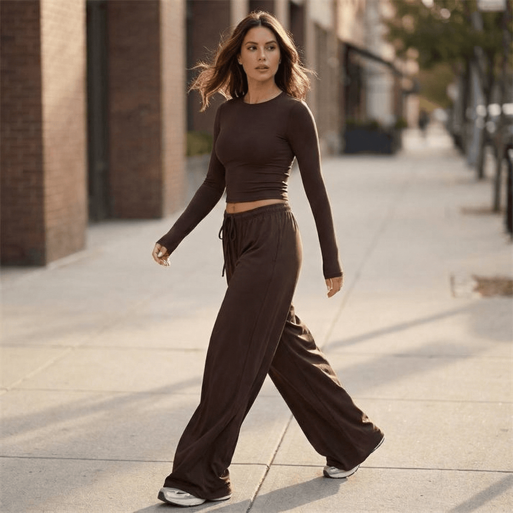 Velaire™ – Soft Crop Top and Wide Leg Pants Set - Lark & Clover