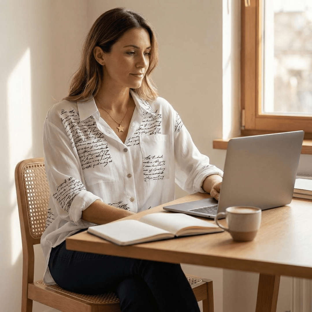 Letterelle™ – Handwritten Script Viscose Blouse - Lark & Clover