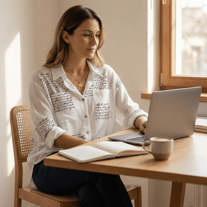 Letterelle™ – Handwritten Script Viscose Blouse - Lark & Clover