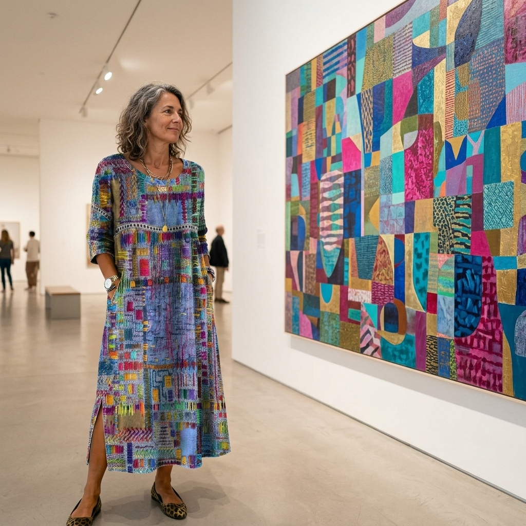 Tessara™ – Artisan Print Midi Dress with Pockets
