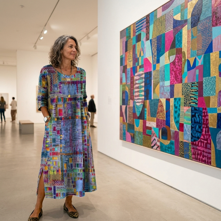 Tessara™ – Artisan Print Midi Dress with Pockets