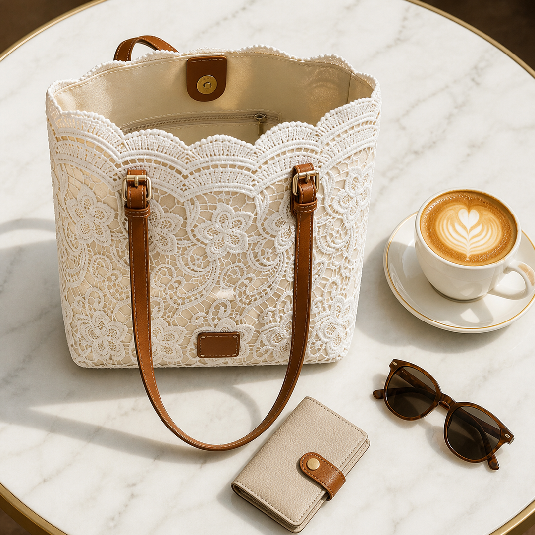 Lacelune™ - Floral Lace Shoulder Tote for Daily Essentials