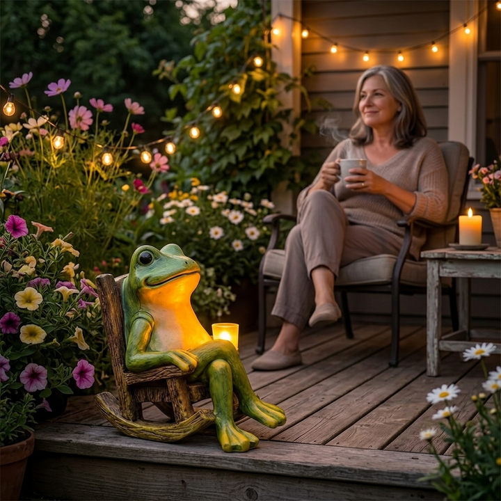 Glowfrog™ – Glowing Garden Frog in Rocking Chair