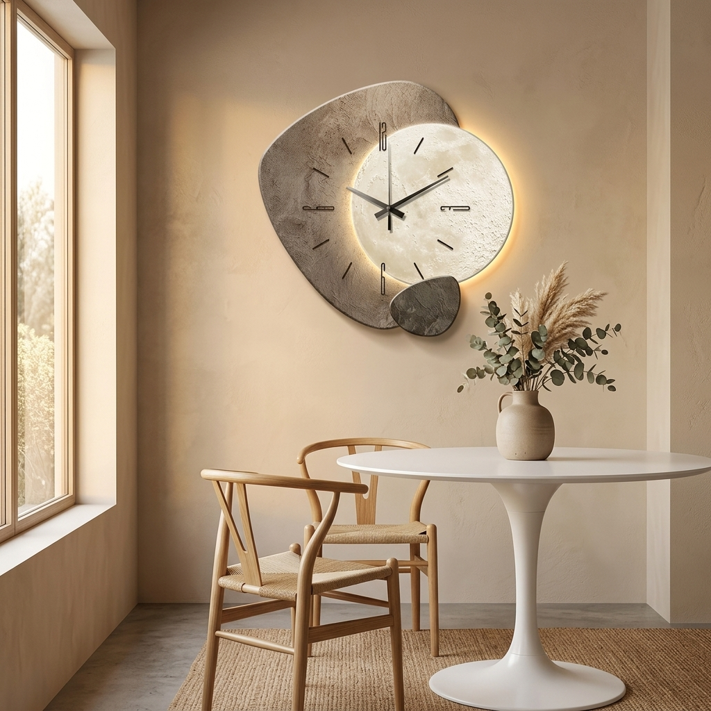 Lunara™ – Moon-Lit Wall Clock with Warm Backlight