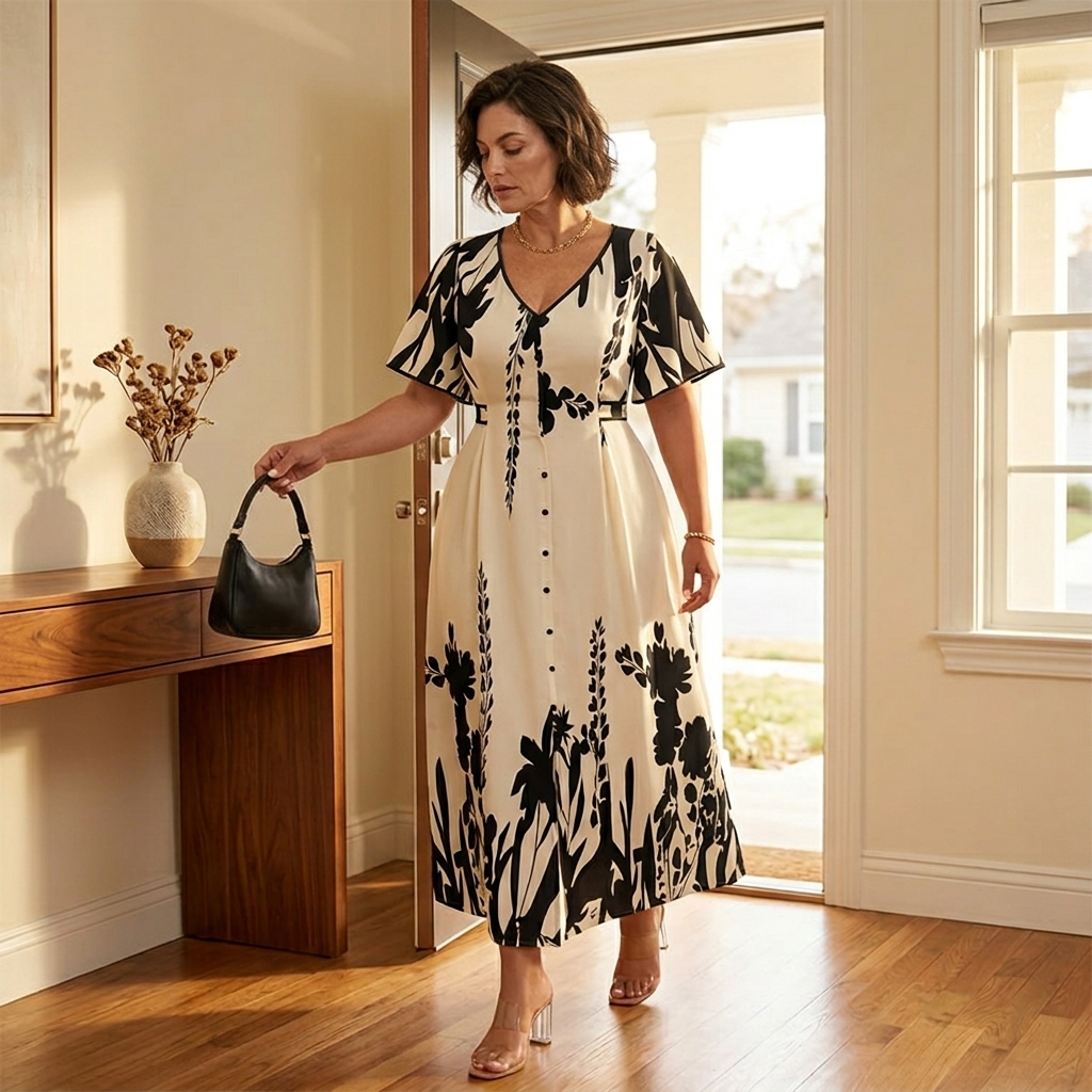 Floressa™ Botanical Flutter Sleeve Midi Dress