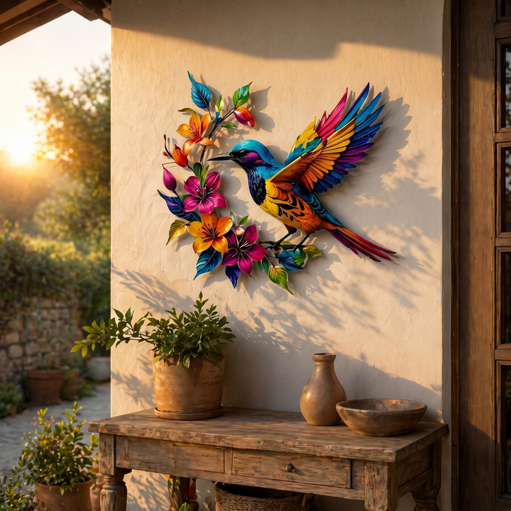 Bloomfinch™ – Hand-Painted Metal Hummingbird Wall Art