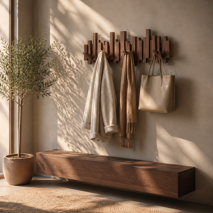 Wovenhall™ – Sculptural Wood Wall Coat Rack