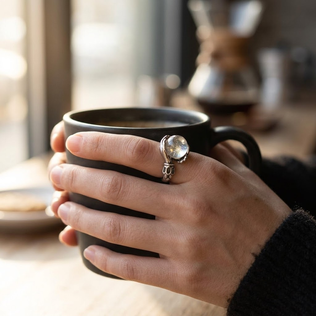 Orbivra™ — Gothic Crystal Ball Statement Ring