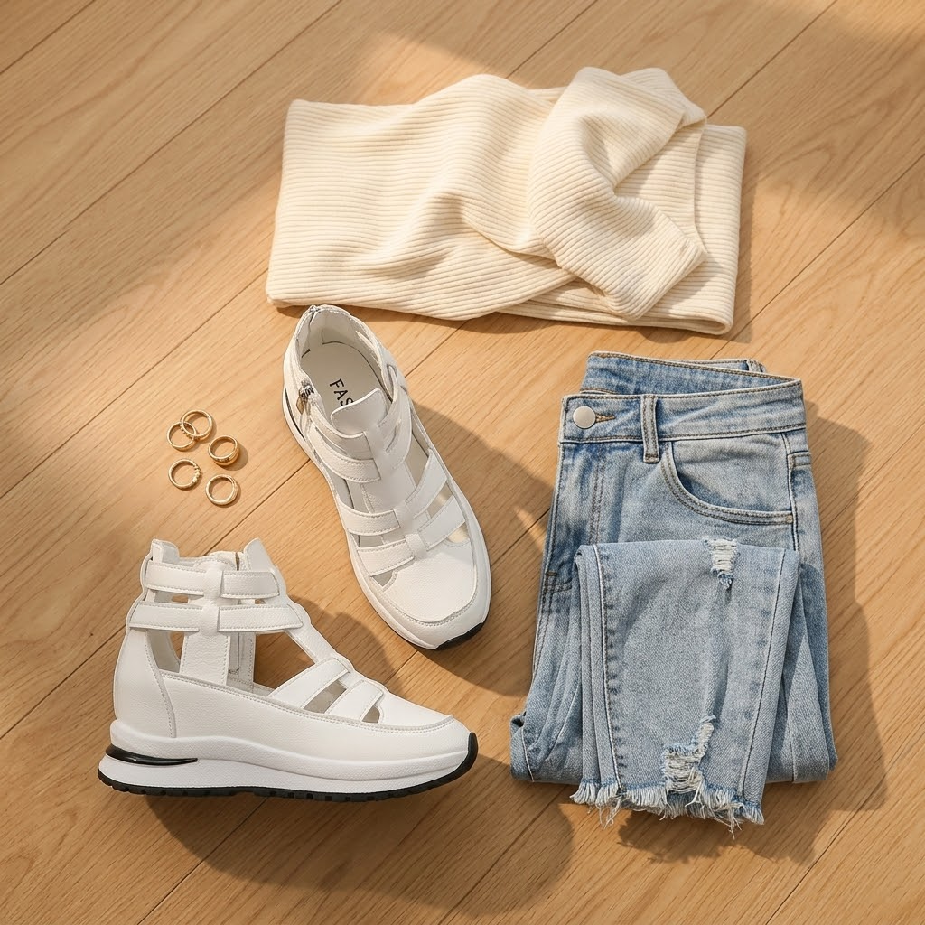 Veluna™ - Caged Wedge Sandals with Hidden Platform