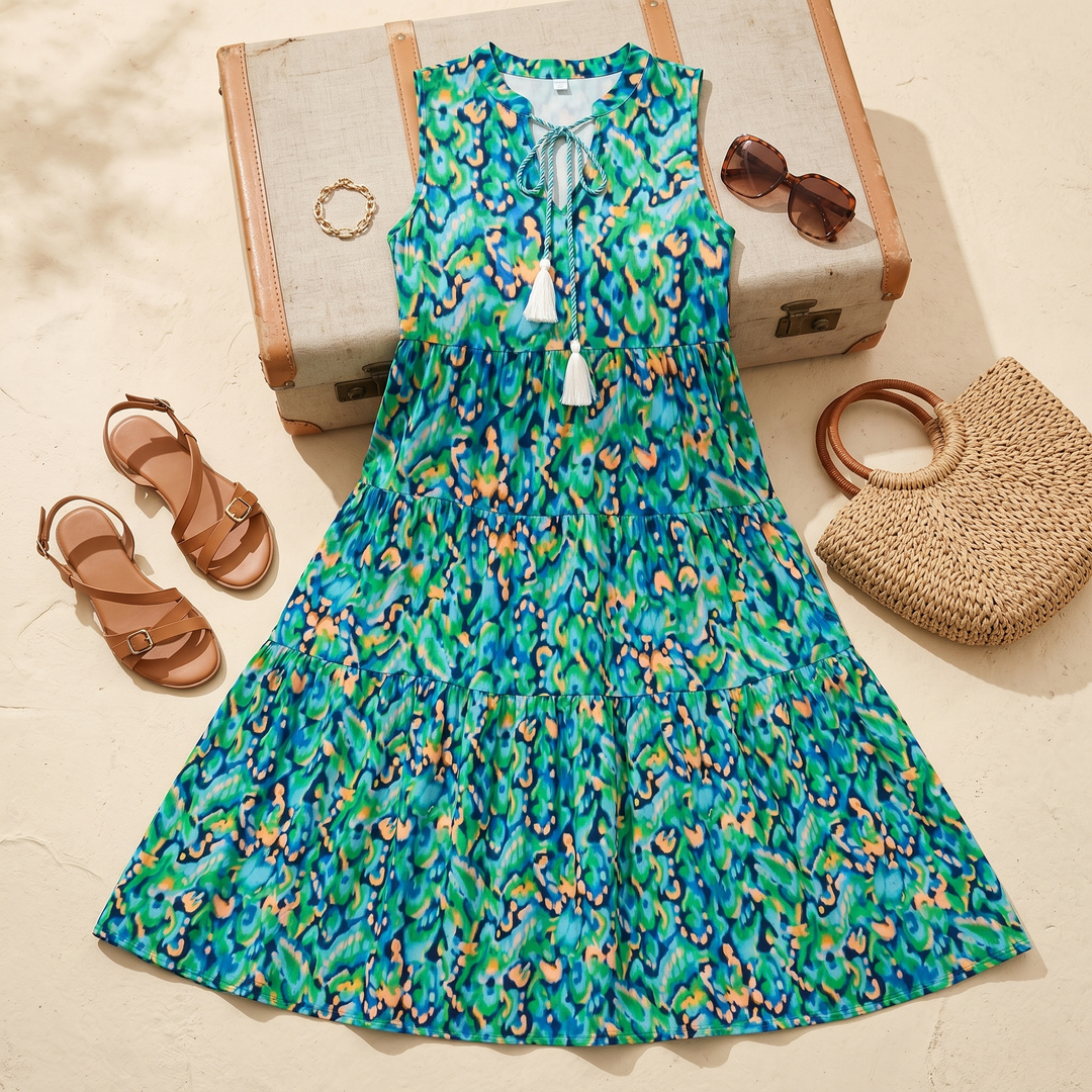 Soleia™ – Tiered Boho Midi Dress for Effortless Summer Days