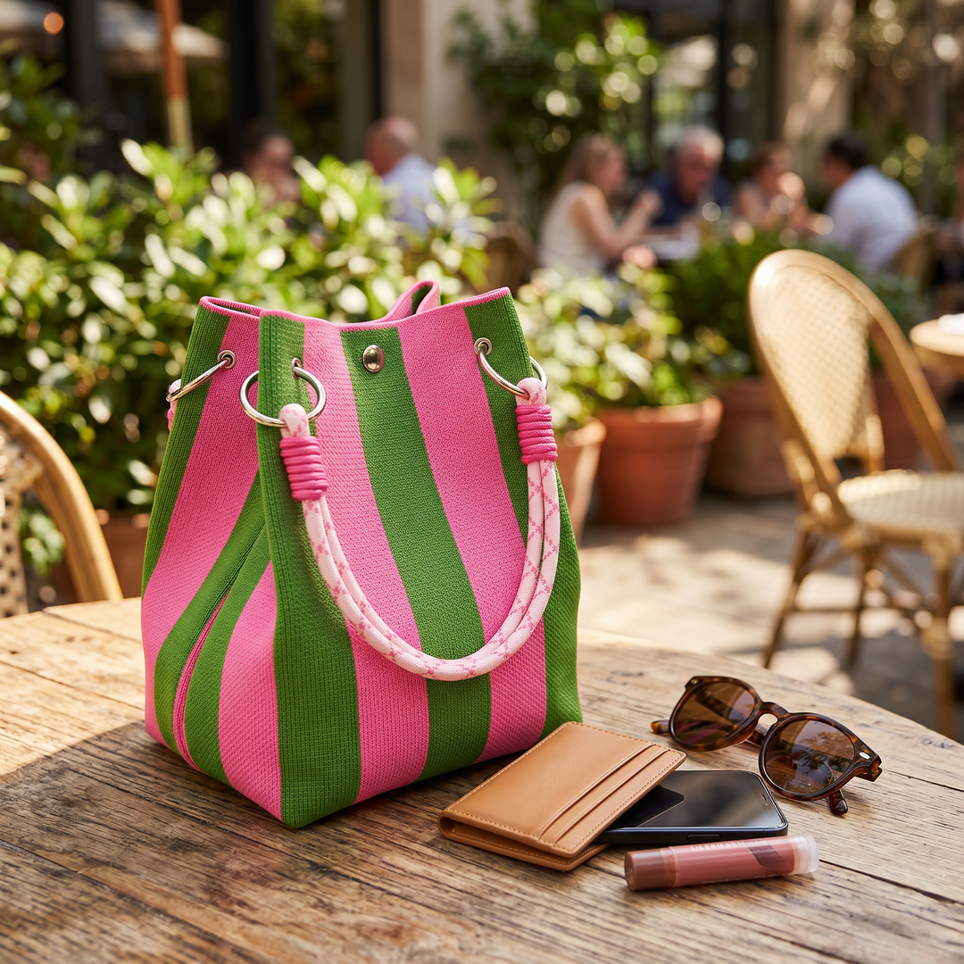 Sundara™ – Striped Knit Bucket Bag for Everyday Style