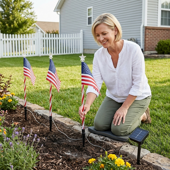 Glorimora™ – Solar American Flag Pathway Lights