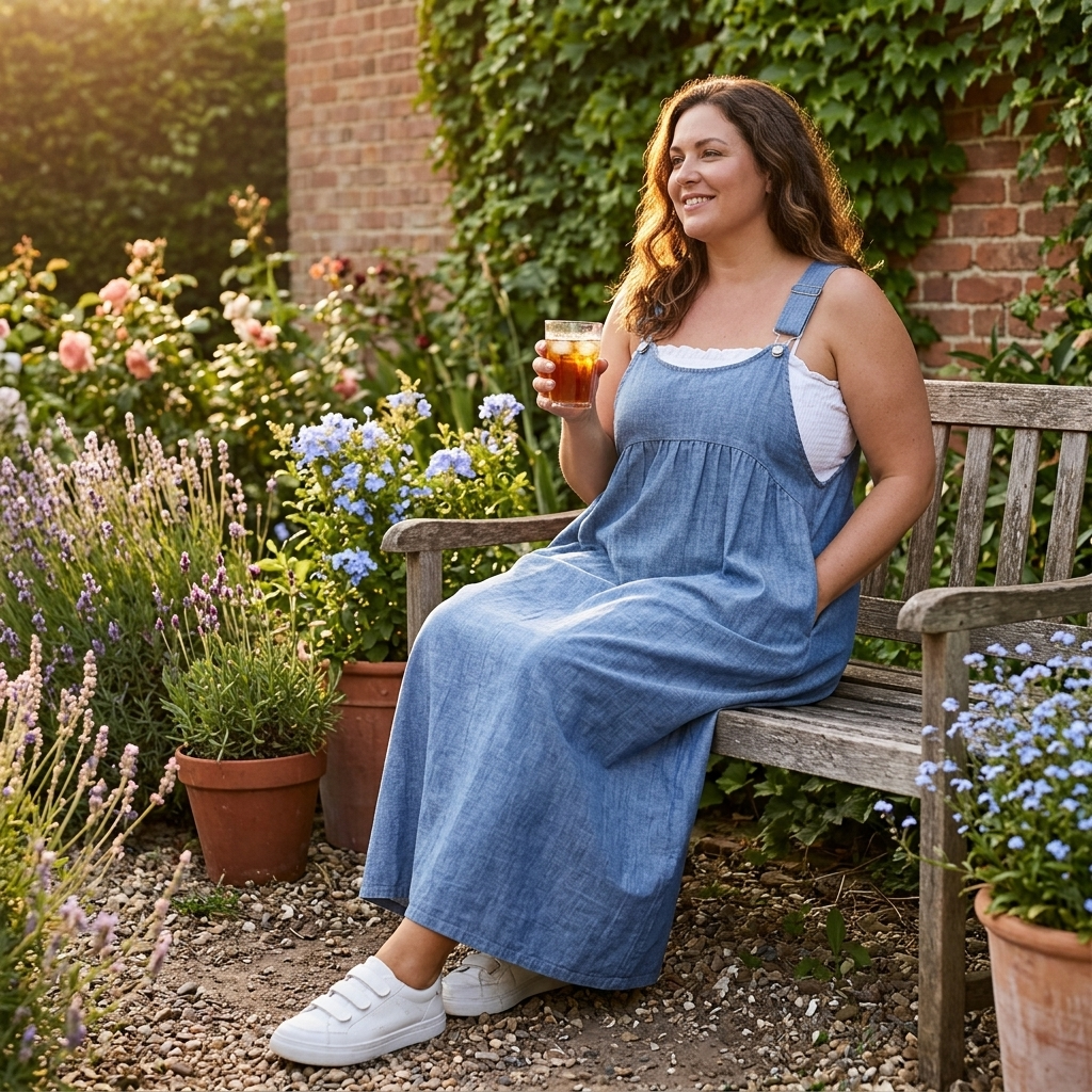Dalena™ – Relaxed Denim Suspender Dress with Pockets