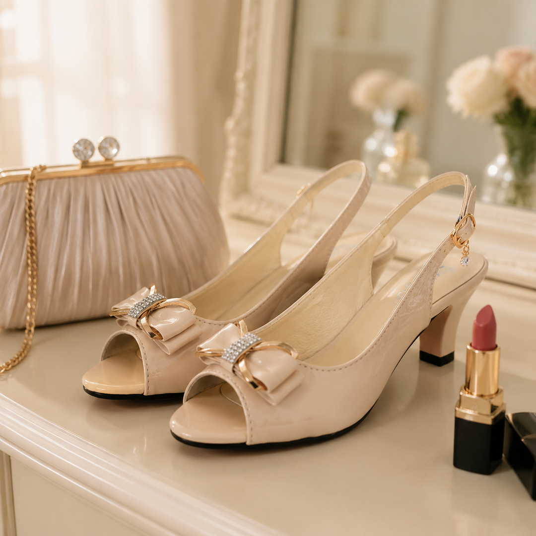 Belluna™ – Rhinestone Bow Slingback Heels