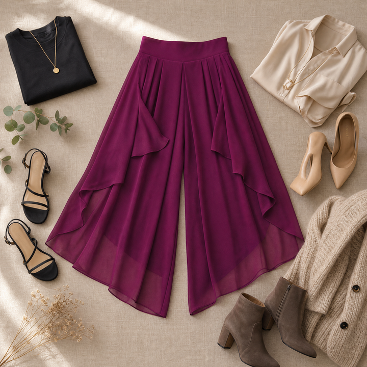 Sevella™ – High-Waist Culottes with Skirt Drape