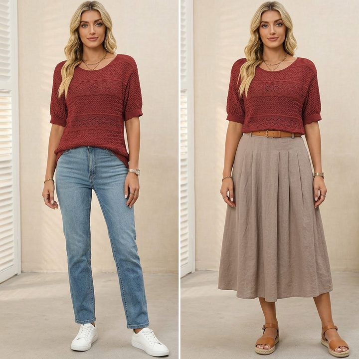 Wovelle™ – Textured Knit Top for Warm Days
