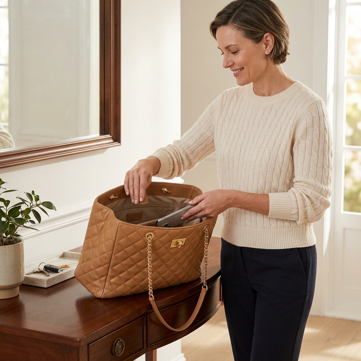 Ellara™ – Quilted Chain Strap Tote