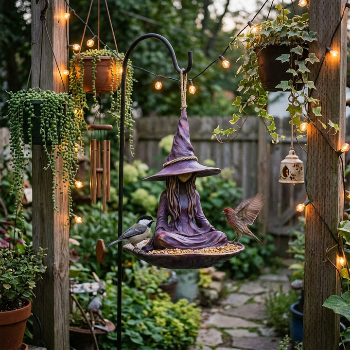 Willowspell™ Meditating Witch Bird Feeder