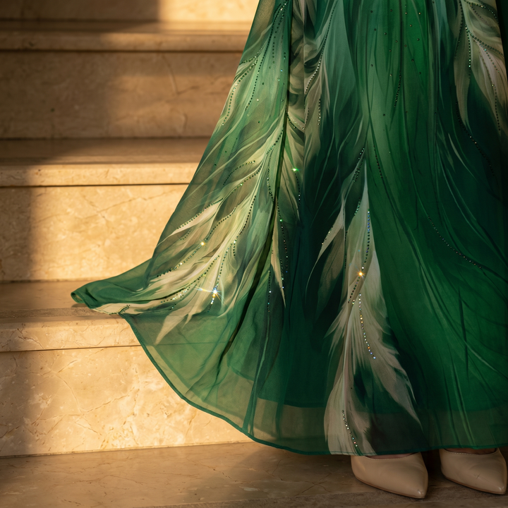 Aurelinea™ Painted Chiffon Maxi Dress